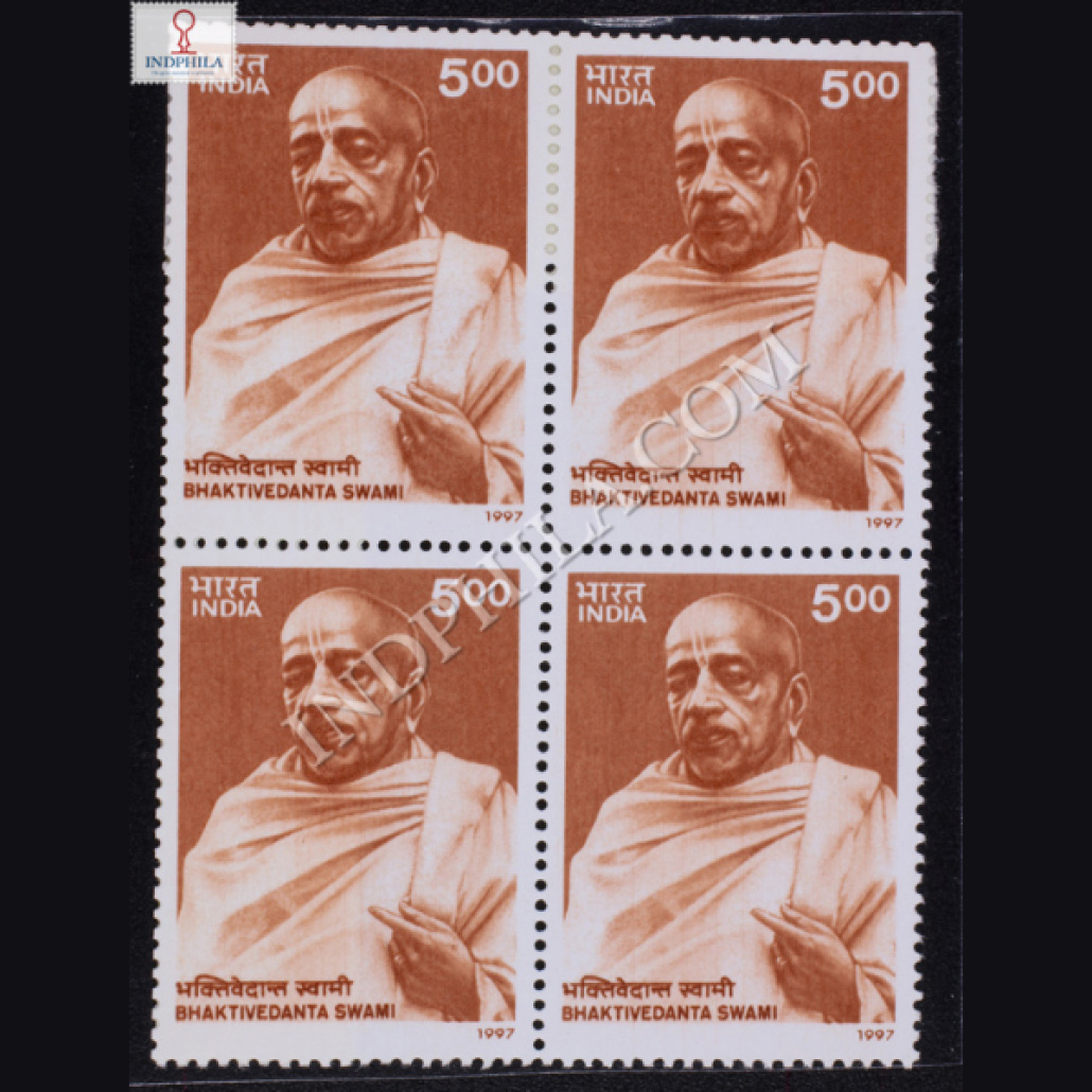 India 1997 Bhaktivedanta Swami Mnh Block Of 4 Stamp Largest Online