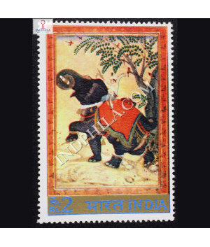 INDIAN MINIATURE PAINTINGS TAMING OF ELEPHANT COMMEMORATIVE STAMP