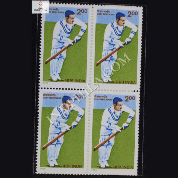 CRICKET INDIA VIJAY MERCHANT BLOCK OF 4 INDIA COMMEMORATIVE STAMP