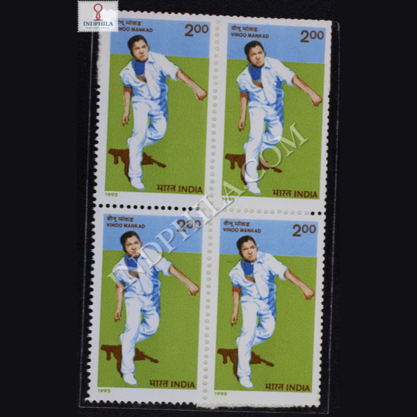 CRICKET INDIA VINOO MANKAD BLOCK OF 4 INDIA COMMEMORATIVE STAMP