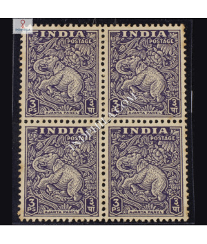 INDIA 1949 AJANTA CAVE PANEL SLATE VIOLET MNH BLOCK OF 4 DEFINITIVE STAMP