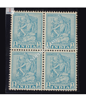 INDIA 1950 LUCKNOW MUSEUM BODHISATTVA DIE II TURQUOIS MNH BLOCK OF 4 DEFINITIVE STAMP