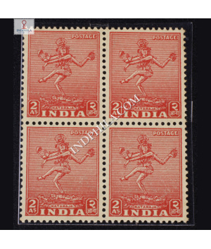 INDIA 1951 NATARAJA THIRUVELANGADU CARAMINE MNH BLOCK OF 4 DEFINITIVE STAMP