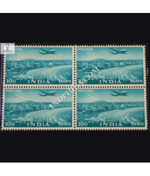 INDIA 1955 MARINE DRIVE TURQUOIS GREEN MNH BLOCK OF 4 DEFINITIVE STAMP