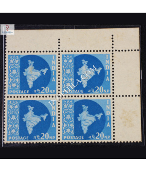 INDIA 1957 MAP OF INDIA BLUE MNH BLOCK OF 4 DEFINITIVE STAMP