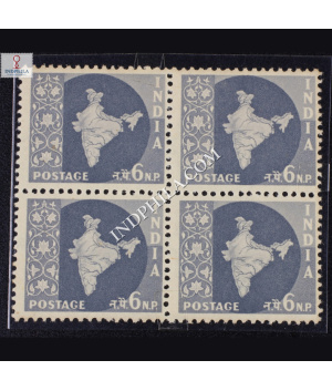 INDIA 1957 MAP OF INDIA GREY MNH BLOCK OF 4 DEFINITIVE STAMP