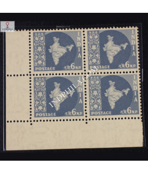 INDIA 1963 MAP OF INDIA GREY MNH BLOCK OF 4 DEFINITIVE STAMP