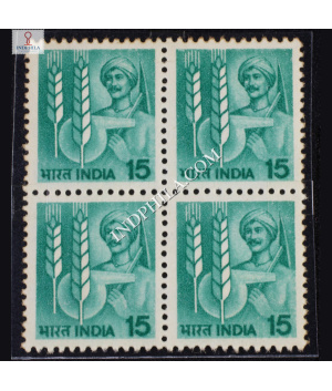 INDIA 1980 TECHNOLOGY IN AGRICULTURE PHOTO DEEP BLUISH GREEN MNH BLOCK OF 4 DEFINITIVE STAMP