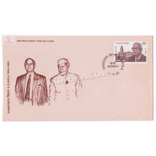 India 1984 1sr Death Anniversary Of Ghanshyam Das Birla Fdc