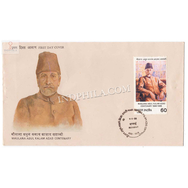 India 1988 Maulana Abul Kalam Azad Birth Centenary Fdc