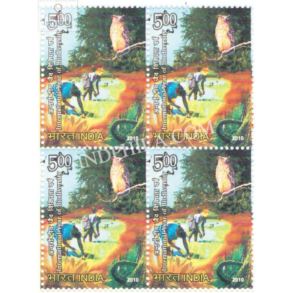 India 2010 International Year Of Biodiversity S2 Mnh Block Of 4 Stamp