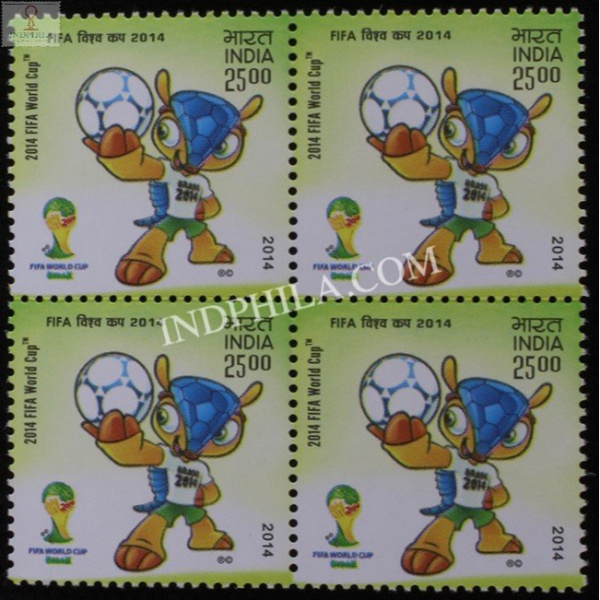 India 2014 2014 Fifa World Cup S1 Mnh Block Of 4 Stamp