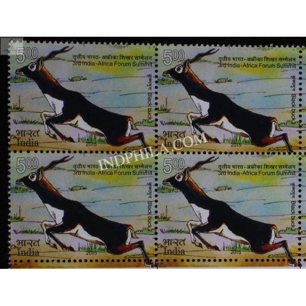 India 2015 3rd India Africa Forum Summit Black Buck Mnh Block Of 4 Stamp