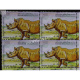 India 2015 3rd India Africa Forum Summit Two Horned Rhino Mnh Block Of 4 Stamp