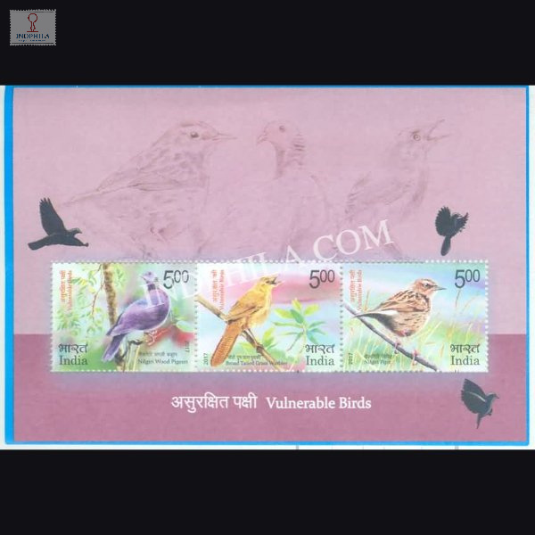 India 2017 Vulnerable Birds Mnh Miniature Sheet