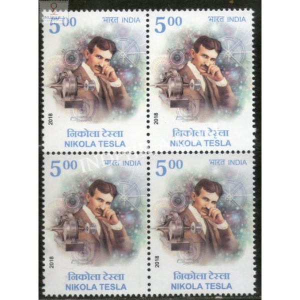 India 2018 Diplomatic Relations Between India And Serbia Nikola Tesla Mnh Block Of 4 Stamp