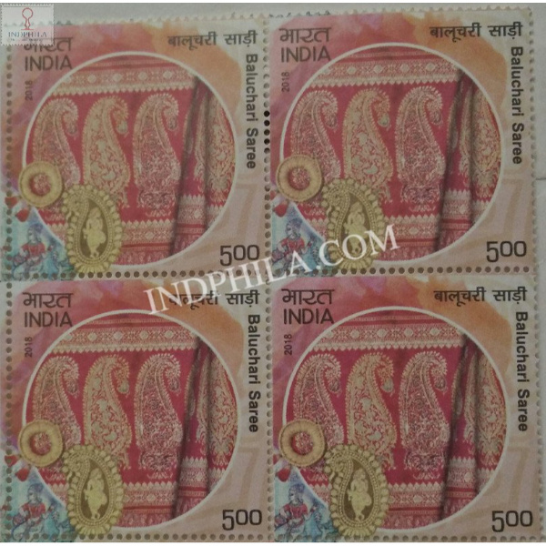 India 2018 Handlooms Of India Baluchari Saree Mnh Block Of 4 Stamp