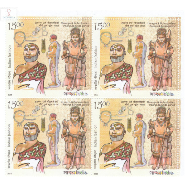 India 2018 Indian Fashion Through The Ages Mahenjodaro Mnh Block Of 4 Stamp