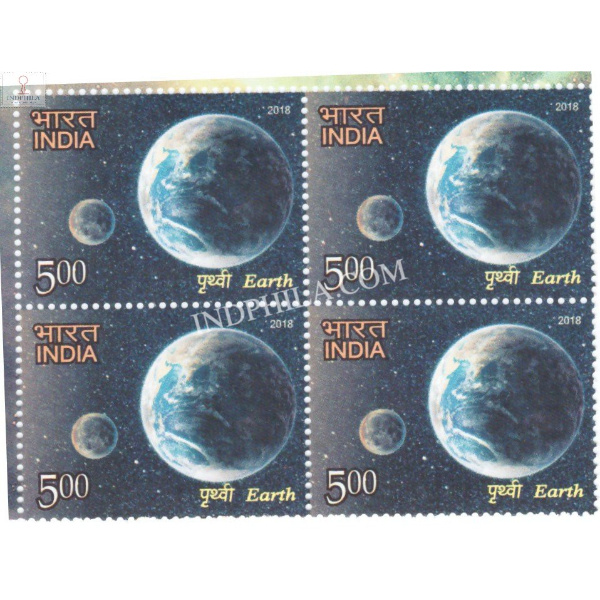 India 2018 The Solar System Earth Mnh Block Of 4 Stamp