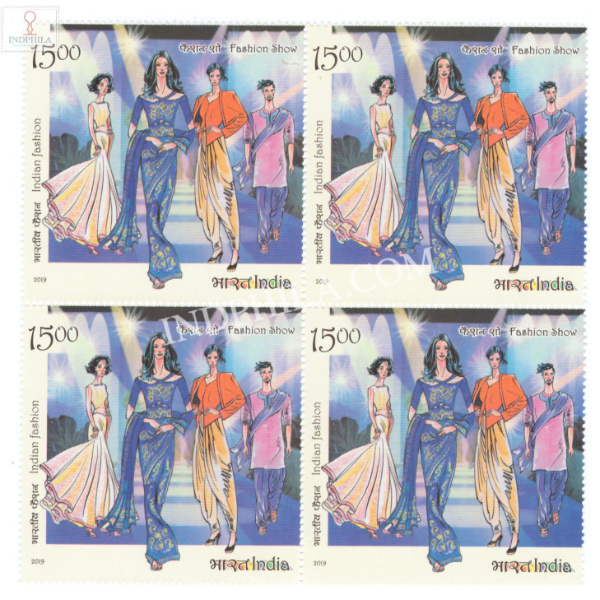 India 2019 Indian Fashion Series Concept To Consumer Fashion Show Mnh Block Of 4 Stamp