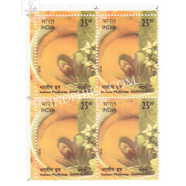 India 2019 Indian Perfumes Sandalwood S1 Mnh Block Of 4 Stamp