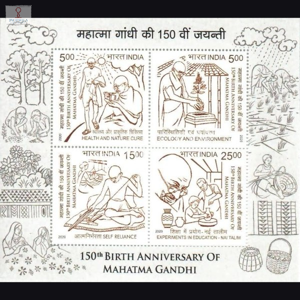 India 2020 150Th Birth Anniversary Of Mahatma Gandhi Mnh Miniature ...