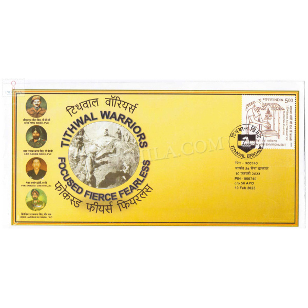 India 2023 Tithwal Warriors Focused Fierce Fearless Army Postal Cover