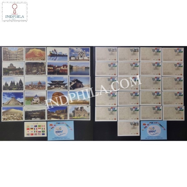 Set Of 21 Special Picture Post Cards Cancelled Released By Karnataka Postal Circle To Commemorate The G20 Summit