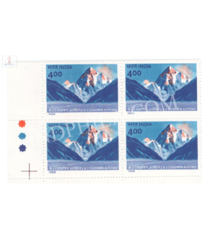 India 1988 Himalayan Peaks K2 Godwin Austin Mnh Block Of 4 Traffic Light Stamp