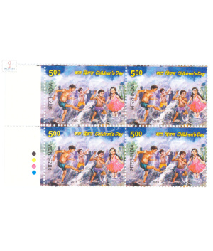 India 2015 Childrens Day S1 Mnh Block Of 4 Traffic Light Stamp