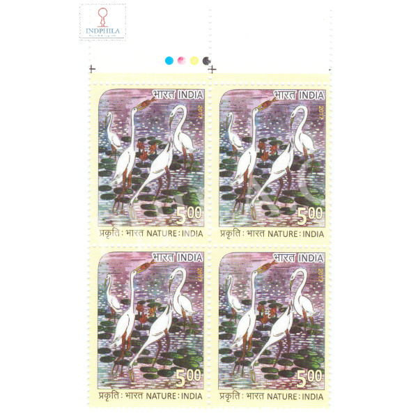 India 2017 Nature India Storks Mnh Block Of 4 Traffic Light Stamp