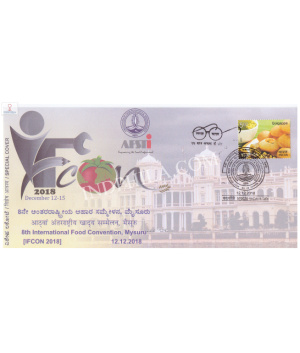 India 2018 Special Cover Of 8th International Food Convention From Mysuru Karnataka