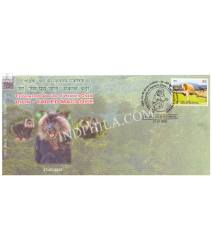 India 2020 Special Cover Of Endangered Species Of Western Ghats Lion Tailed Macaque From Puttur Karnataka