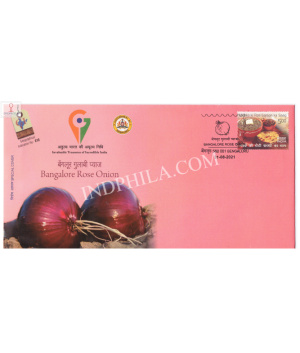 India 2021 Gi Tag Special Cover Of Bangalore Rose Onion Unususal Cover With Hot Foil Embosed Was Released On 31st August 2021 Bengaluru Karnataka