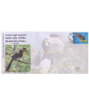 India 2023 Special Cover Of Malabar Pied Hornbill Bird From Dandeli Karnataka