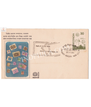 India 1980 Special Cover Of India International Stamp Exhibition 1980 Philately Promotion Day India Used Abroad Collage Of Stamp And Cancellations New Delhi