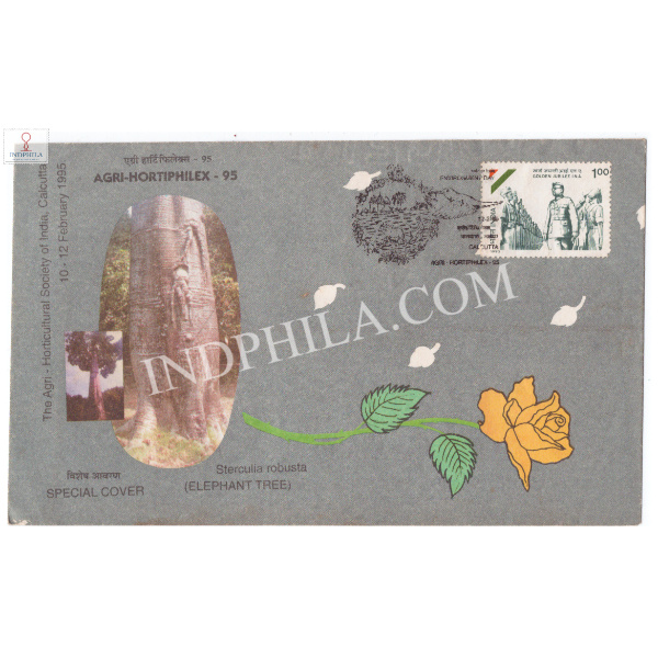 India 1995 Special Cover Of Agri Hortiphilex 1995 Environment Day Elephant Tree Culcutta