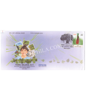 India 2014 Special Cover Of Chenspex 2014 Epson With Banyan Tree Cancelletion