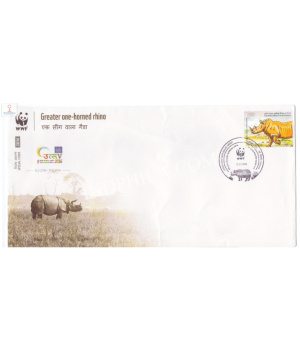 India 2015 Special Cover Of Greater One Horned Rhino Wwf 2015 New Delhi