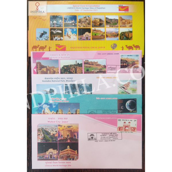 India 2021 Special Cover Of Unesco World Heritage Sites Of Rajasthan Set Of 4 Covers 2021