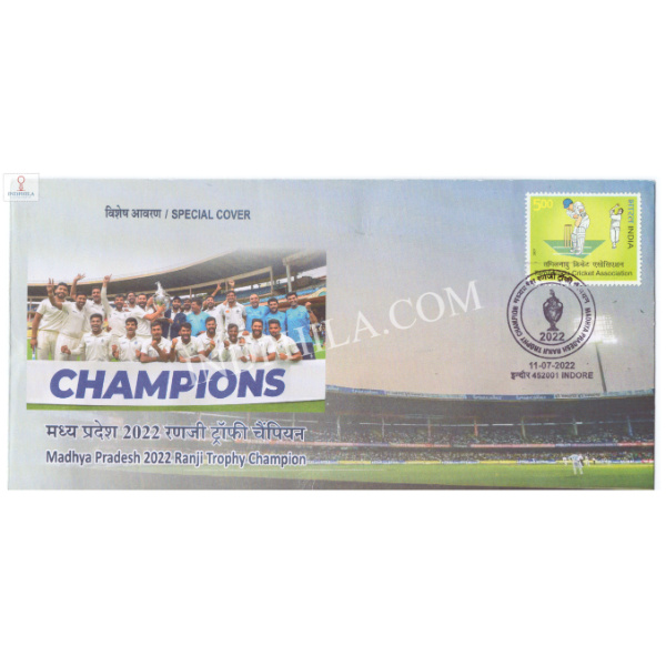 India 2022 Special Cover Of Madhya Pradesh 2022 Ranji Trophy Champion Cricket Indore