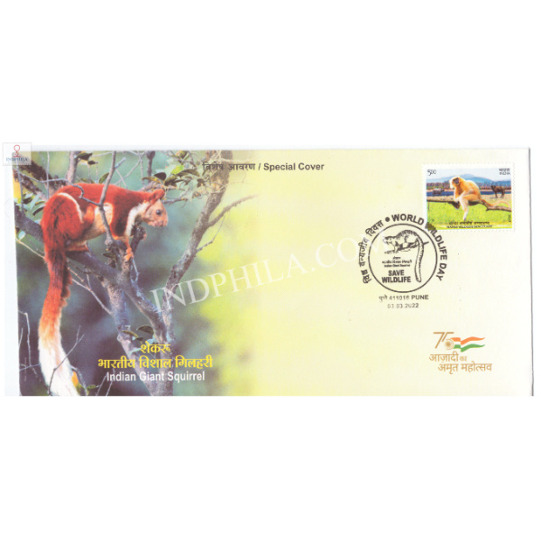 India 2022 Special Cover Of World Wildlife Day Indian Giant Squirrel 2022 Pune