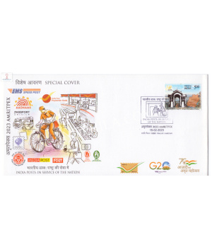 India 2023 Special Cover Of Amritpex 2023 India Posts In Service Of The Nation