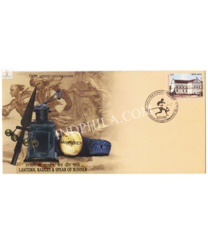 India 2024 Special Cover Of Lantern Badges And Spear Of Runner 2024 Kolkata